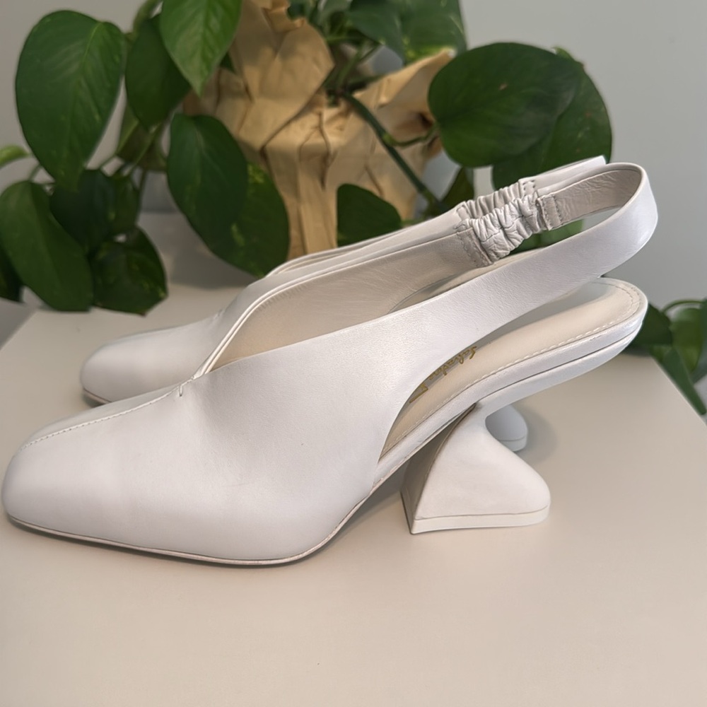 Salvatore Ferragamo White Textured Heels